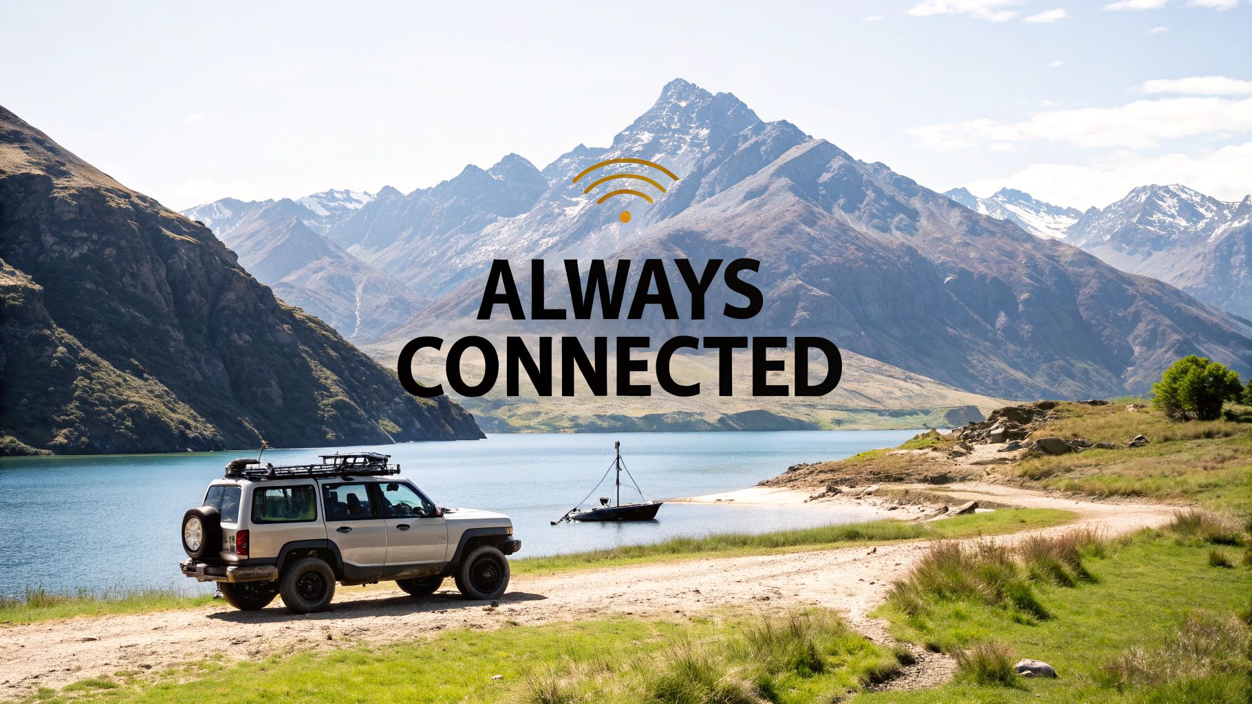 Collection of always staying connected in the wilderness in a gallery layout